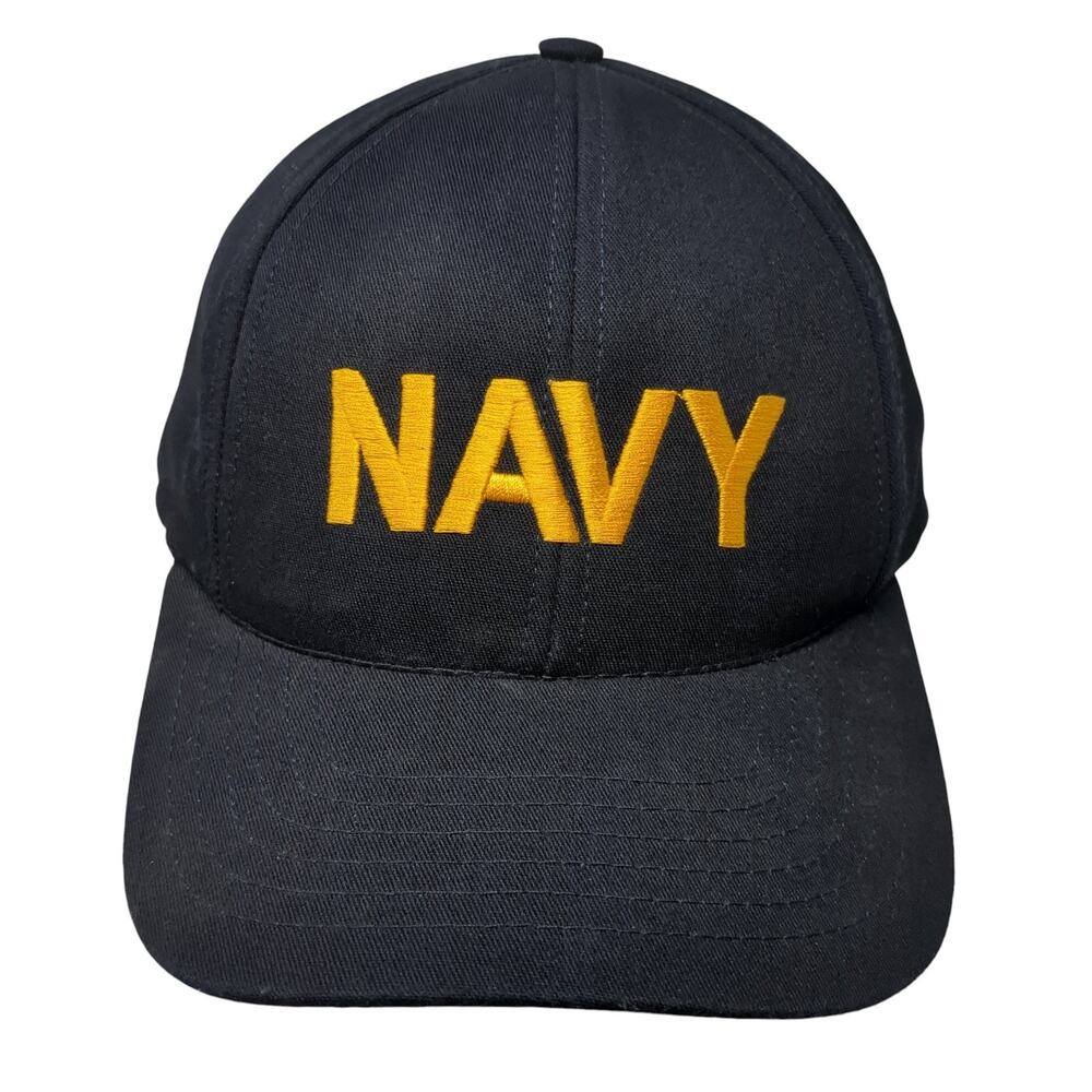 NAVY Snapback Cap Blue One Size Adjustable Embroidered 6 Panel Graffiti